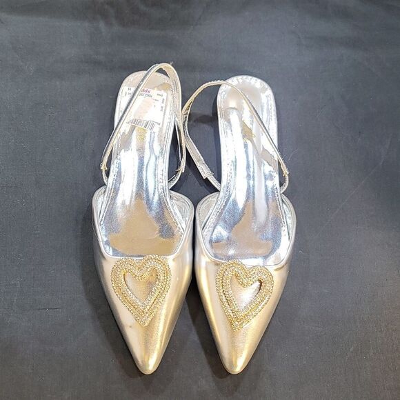 BRAND NEW PAZZLE RHINESTONE HEART DESIGN SLINGBACK FLAT - Picture 3 of 16
